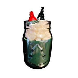 Christmas Holiday Winter Primitive Christmas Tree Jar Candle